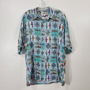Vtg Campia Moda Men's Tropical Fish Print Multicolor Shirt Colorful Size: Large